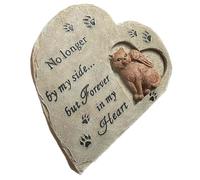 MINAOLULUS Cat Memorial Stone Heart-shaped Resin Tribute Statue for Garden Pet Memorial Ornament for Honoring Lost Cats Smooth Feel Outdoor Use Comforting Memory