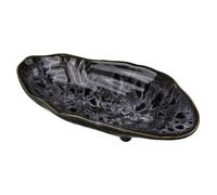 MINAOLULUS Ceramic Outdoor Butterfly Feeder Water Dish 8.25-inch Obsidian Shell Puddler for Bees and Butterflies Garden Bird Feeding Tray