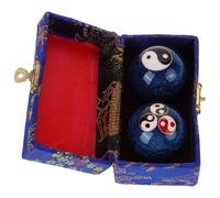 MINAOLULUS Chinese Fitness Hand Balls 2pcs 1.65 Inch Enamel Baoding Balls with Yin Yang Design for Meditation and Muscle Relaxation Easy to Carry for Seniors