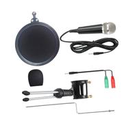 MINAOLULUS Condenser Microphones Microphone with Stand Adjustable Boom Arm Pop Filter Tripod Stand Plastic Metal Black Convenient Recording Preventing Pops for Recording Vocals on The Go