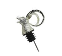 MINAOLULUS Creative Antelope Head Wine Bottle Aerator and Stopper with Zinc Alloy Material for Aerating Wine and Bottle Sealing, for Restaurant and Bar Use in Silver Colour