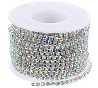 MINAOLULUS Electroplated Alloy Rhinestone Chain Trim 3mm Ss12 White Ab Crystal Silver Base 10m Roll for Wedding Decor, Craft Sewing, Clothing and Headwear Accessories