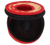 MINAOLULUS Finger Cymbals Case Bell Ring Bag Red Floral Pattern Small 7.5Cm Diameter Hand-Sewn Zippered Pouch Portable Storage Sleeve for Belly Dance and Travel