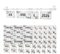 MINAOLULUS Flip Calendar Classroom Bulletin Board Retro Decorative Hanging Calendar 2025-2028 Long-term Use Educational Tool with Metal Rod for Office and Classroom