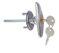 MINAOLULUS Garage Door Keyed T Handle Lock with Emergency Release Kit | Steel Wire and Die Cast Metal Hardware Assembly, Silver Brushed Finish, for Opener Failure and Controlled Access