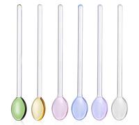 MINAOLULUS Glass Stirring Spoons 6pcs with Long Handle 5.58x0.79x0.20in Versatile Resistant to Flavors for Kitchen Baking Colorful Collection Assorted Style