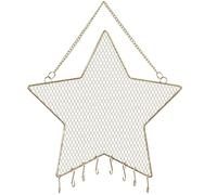 MINAOLULUS Golden Iron Wall Hanging Jewelry Organizer Stand with Star Design, Space-saving Earring Holder and Elegant Chic Display for Earrings and Necklaces, for Bedroom or Closet