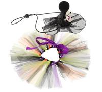 MINAOLULUS Halloween Pet Dog Tutu Skirt and Ghost Pointed Hat Set, Black Orange Purple Mesh Party Costume for Puppy and Cat, Dog Cosplay Clothing with Halloween Elements