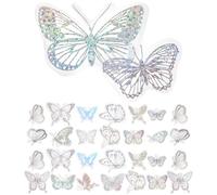 MINAOLULUS Holographic Scrapbook Stickers 1 Bag Iridescent Decorative Stickers for Journaling DIY Diary Material Creative Butterfly Pattern Craft Supplies