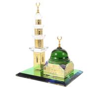 MINAOLULUS Islamic Kaaba Crystal Clock Tower Figurine - Gilded Mosque Model with Crystal - Muslim Home and Office Decor for Ramadan Eid Mubarak Celebration