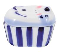 MINAOLULUS Japanese Style Ceramic Soy Sauce Dipping Bowl with Lid for Appetizers and Sauces, Blue Flavor Dish with Good Workmanship for Food Serving and Serving Fruits