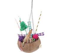 MINAOLULUS Large Bird Bird Hanging with Shredding and Safe to Play Features Paper Palm Leaf Metal Fittings Dried Star Fruit Spoon Design for Daily Use in Birdcage Random Color