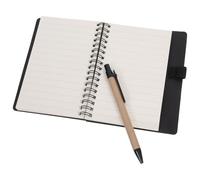 MINAOLULUS Lined Spiral Notebook with Pen and 30 Sticky Tab Pages, Small Pocket Notepad Kraft Paper Set for School, Office, Travel Planning and Daily Journaling in Black