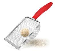 MINAOLULUS Metal Cat Litter Scooper Stainless Steel Mesh Shovel 3.8x3.8mm Red Portable Pet Litter Scoop for Fast Sifting and Reusable Cleaning Tool