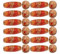 MINAOLULUS Mixed Color Printed Wooden Beads Bulk Set 50 Round 50 Rice-Shaped Large Hole Beads for Jewelry Making Macrame and Craft Projects for Garland and Random Color Random Style