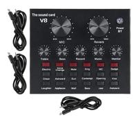 MINAOLULUS Mobile Audio Mixer Sound Card with Metal Condenser Microphone, Sound Effects and Microphone Volume Adjustment, for Singing and Music Recording, Black Colour