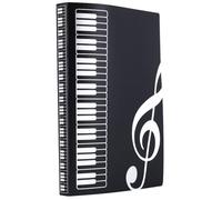 MINAOLULUS Music Sheet File Folder with 40 Pockets, Black PVC Document Holder with Skidproof Pockets, Portable and Easy to Carry for Home and Office Use