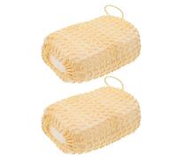 MINAOLULUS Natural Sisal Sponge Pads with Lanyard and Elastic Band 2pcs for Body Exfoliating and Stronger Cleaning Ability Gentle the Body, for Home Bathing