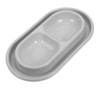 MINAOLULUS Pet Double Feeding Bowl Ant-proof Cat Food Dish Small Size Gray Double Pet Bowls for Cats and Kittens Spill-resistant Suitable for Indoor Use