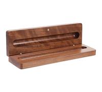 MINAOLULUS Practical Pen Box Wooden Set Coffee Walnut Finish Easy to Carry and Store Protecting Stationery Pen Case for Business Trips and Home Office