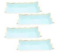 MINAOLULUS Rectangle Paper Serving Trays Set Elegant Design 4pcs Food Safe and Stylish Blue Dessert and Fruit Platters Reduces Cleanup Time for Parties and Gatherings