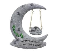 MINAOLULUS Resin Cat Memorial Garden Stones Moon Shaped Pet Grave Stone for Cats Remembrance and Sympathy Indoor and Outdoor Decoration Synthetic Resin Material