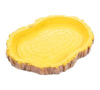 MINAOLULUS Resin Reptile Feeding Basin with Tree Bark Texture, Multi-function Pet Food and Water Dish for Lizards, Turtles, Snakes - Universal Terrarium Food Holder for Small Reptile Pets