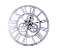 MINAOLULUS Retro Industrial Gear Wall Clock Silver Large Hanging Wall Clock Vintage Mechanical Decorative for Living Room Home Office
