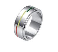 MINAOLULUS Rotatable Stainless Steel Ring with Rainbow Flag Design, Waterproof Metal Jewelry for Gay and Transgender, Chic and Eye-catching Party Wear Accessory