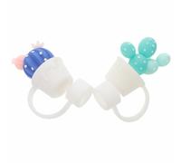 MINAOLULUS Silicone Straw Caps 12mm Diameter for Bubble Tea and Juice Cups, 2pcs Washable Large Cactus Straw Covers for Bottles and Mugs
