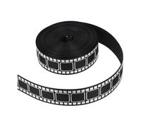 MINAOLULUS Silver Foil Film Reel Ribbon 25mm X 10 Yards for Wrapping, Wreath Making and Crafting, Classic Movie Strip Design Holiday Ribbon for DIY Flower Bouquet and Present Packaging