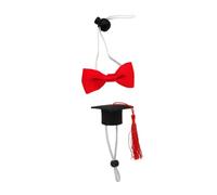 MINAOLULUS Small Pet Bow-tie and Graduation Cap Set with Elastic Red Tassel - Mini Dog Hat and Bow-tie Costume Accessories for Hamsters, Guinea Pigs, and Small Animals