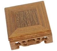 MINAOLULUS Square Red Sandalwood Display Stand Base 8x8x3.6cm Natural Wood Riser for Vase Figurine Buddha Statue Tabletop Ornament Holder Home Décor Random Style