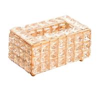 MINAOLULUS Tissue Box Cover Napkin Rack 3-Layer 7-Grid Rose Gold Alloy Crystal Unique Stylish Design Smooth Lines Desktop Decoration for Office and Bedroom