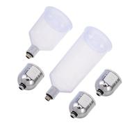 MINAOLULUS Universal Corrosion-Resistant Airbrush Paint Pot Set 5pcs with Large Small Bottles and 3 Glossy Silver Plastic Paint Containers for Airbrush Painting Supplies