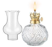 MINAOLULUS Vintage Glass Kerosene Lantern Oil Lamp with Adjustable Wick Suitable for Home and Indoor Ambience