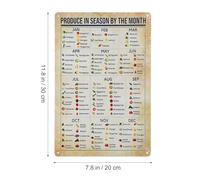 MINAOLULUS Vintage Metal Vegetable Fruit Sign Poster, Seasonal Plant Chart Wall Décor for Kitchen and Home, Monthly Produce Knowledge Decorative Metal Sign