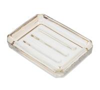 MINAOLULUS Vintage Tea Stripe Glass Soap Dish Non-slip Rectangle Soap Holder for Bathroom and Kitchen Sink Use