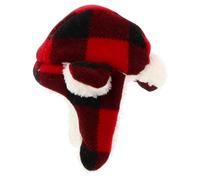 MINAOLULUS Winter Warm Plush Beret Hat for Dogs, Red Plaid Knitted Windproof Pet Headwear, Soft Casual Cap Suitable for Cold Weather