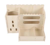 MINAOLULUS Wooden Bunny Feeder with Grass Holder, Multifunctional Cage Rabbit Food Bowl for Guinea Pigs and Chinchillas, Convenient Household Hay Dispenser for Small Animals