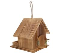 MINAOLULUS Wooden Hummingbird House Small Outdoor Bird Nesting Box 17.5x18.2x17.2cm Pine Wood Burnt Finish for Garden Patio Wildlife Shelter