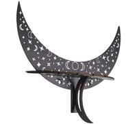 MINAOLULUS Wooden Moon Phase Crystal Stone Display Shelf Mother-daughter Hook Small Wall Mounted Rack for Home Décor Candle Holder and Jewelry Organizer