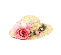 MINAOLULUS Woven Dog Hat Hawaii Style Flower Hat for Small Dogs Soft Comfortable Photo Props for Birthday