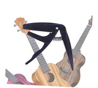 MINAOLULUS Zinc Alloy Ukulele Capo Clip on Acoustic Ukelele Tuner Capo for Folk Ukulele Adjustable Single-handed Black Suitable for Soprano Tenor Models
