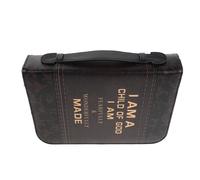 MINAOLULUS Zippered Large Bible Cover with Cross Design Pu Leather Bible Carrying Bag with Multiple Inner Pockets Protective Case for Church Study and Scripture Carrying