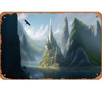 Minas Tirith of Beleriand Magic and Fantasy Cities and Architecture Nature and Landscapes Classic Man Cave Wall Art Decor 8x12 inch Metal Tin Sign Plaque Poster