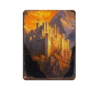 Minas Tirith Sunset, White City of Gondor Retro Poster Metal Tin Sign Chic Art Retro Iron Painting Bar People Cave Cafe Family Garage Poster Wall Decoration 12x16inch(30x40cm)