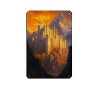 Minas Tirith Sunset, White City of Gondor Retro Poster Metal Tin Sign Chic Art Retro Iron Painting Bar People Cave Cafe Family Garage Poster Wall Decoration 8x12inch(20x30cm)