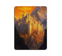 Minas Tirith Sunset, White City of Gondor Tin Sign Vintage Metal Pub Club Cafe Bar Home Wall Art Decoration Poster Retro 12x16inch(30x40cm)