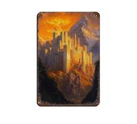 Minas Tirith Sunset, White City of Gondor Tin Sign Vintage Metal Pub Club Cafe Bar Home Wall Art Decoration Poster Retro 8x12inch(20x30cm)
